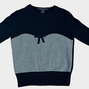 MARC JACOBS BLACK HOUNDSTOOTH SWEATER 100% LAMBS WOOL SIZE XS